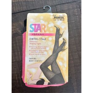 STAR Power by Spanx Diamond Daze Black Pattern Shaping Tights New Size B